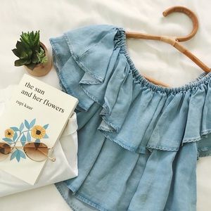 Zara↠Denim Off The Shoulder